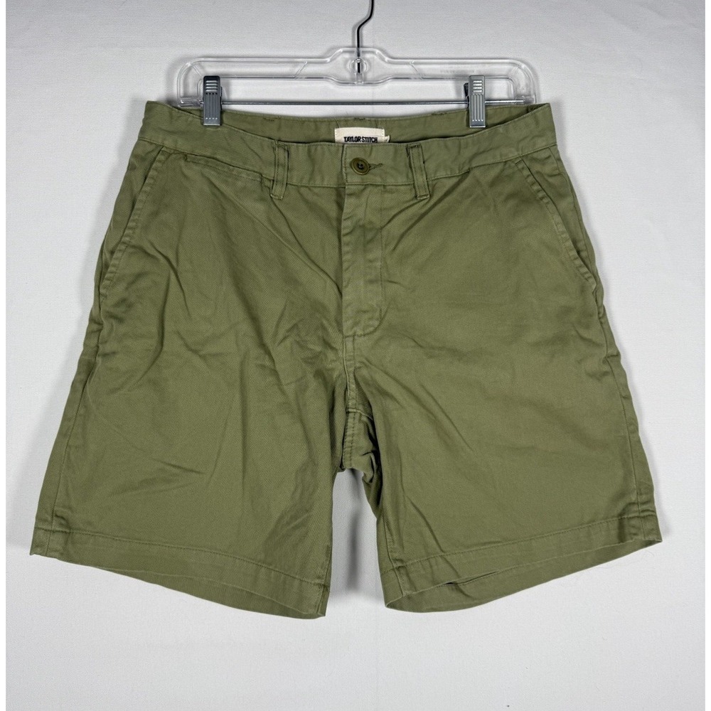 Taylor Stitch Shorts Mens 31 Green Chino Organic Cotton Camp Preppy 8" Inseam
